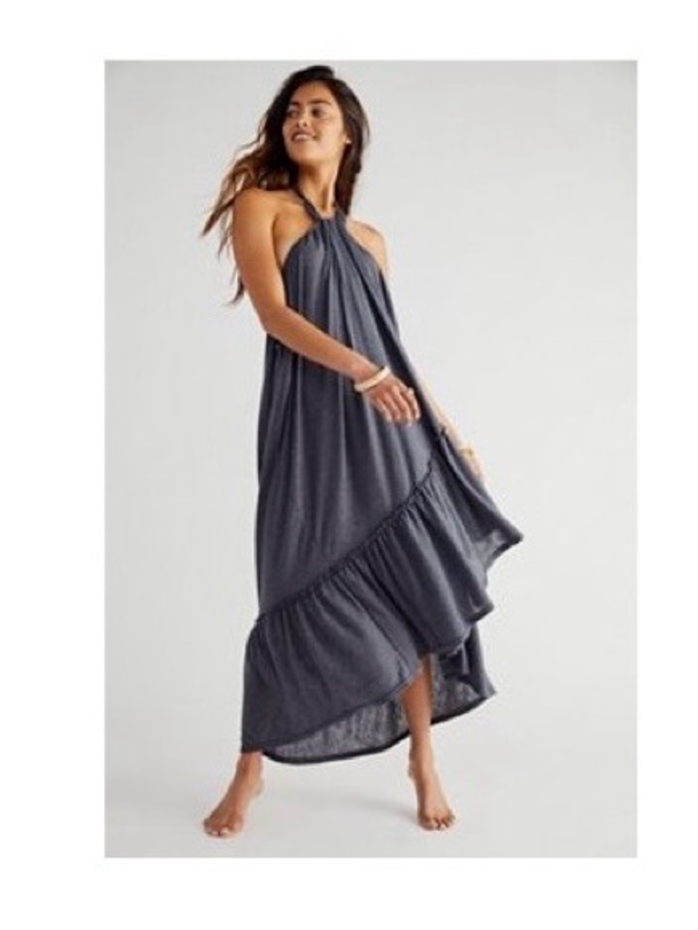 Free People Charcoal Gray Halter Maxi Dress